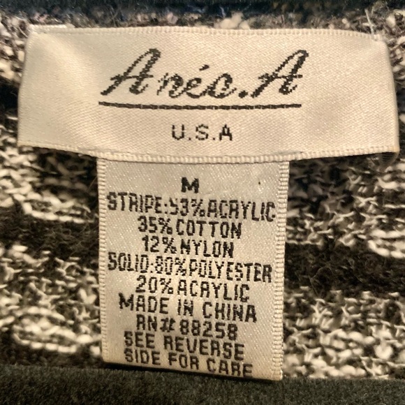 Vintage Anis A. Sleeveless Boho Sweater Vest Velvet Detail Gray & White Medium - Picture 13 of 14